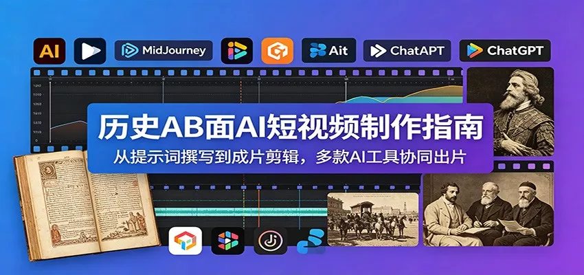历史AB面AI短视频制作指南：从提示词撰写到成片剪辑，多款AI工具协同出片-奇点库
