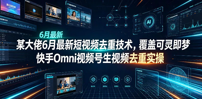 某大佬6月最新短视频去重技术，覆盖可灵即梦快手Omni视频号生视频去重实操-奇点库