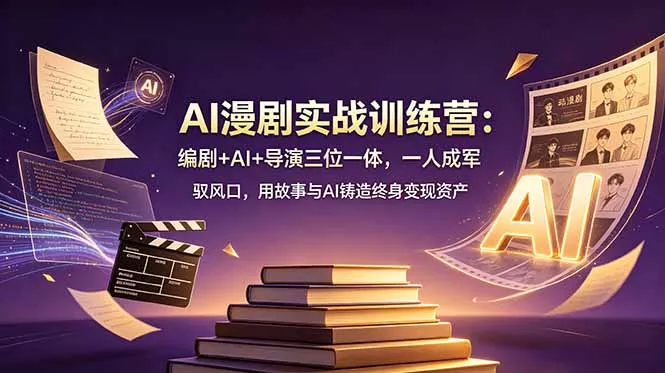 AI漫剧实战训练营：编剧+AI+导演三位一体，一人成军 驭风口，用故事与AI铸造终身变现资产-奇点库