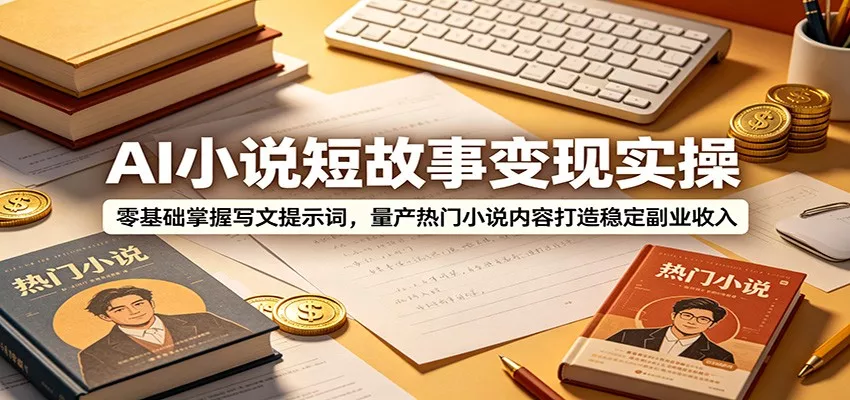 AI小说短故事变现实操：零基础掌握写文提示词，量产热门小说内容打造稳定副业收入-奇点库