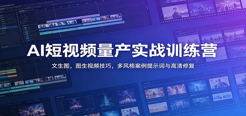 AI短视频量产实战训练营：文生图，图生视频技巧，多风格案例提示词与高清修复-奇点库