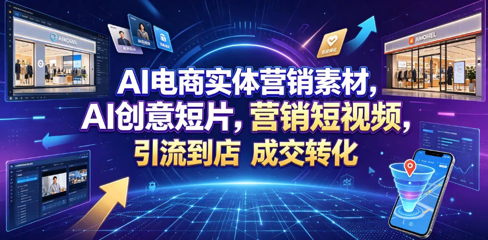 AI电商实体营销素材，AI创意短片，高效打造营销短视频，轻松引流到店，稳定提升门店客流与成交转化-奇点库