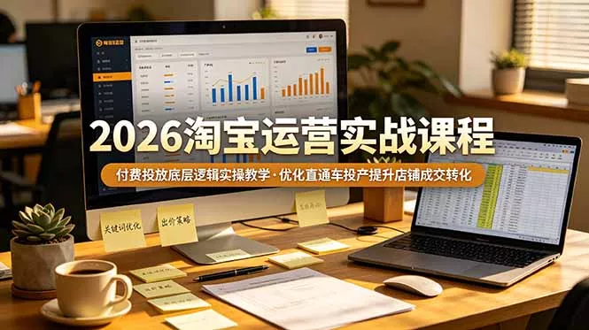 2026 淘宝运营实战课程，付费投放底层逻辑实操教学，优化直通车投产提升店铺成交转化-奇点库