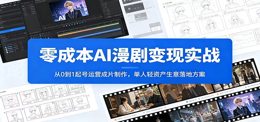 零成本AI漫剧变现实战：从0到1起号运营成片制作，单人轻资产生意落地方案-奇点库