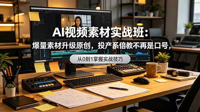 AI视频素材实战班：爆量素材升级原创，投产翻倍不再是口号，0-1系统教学实战落地-奇点库