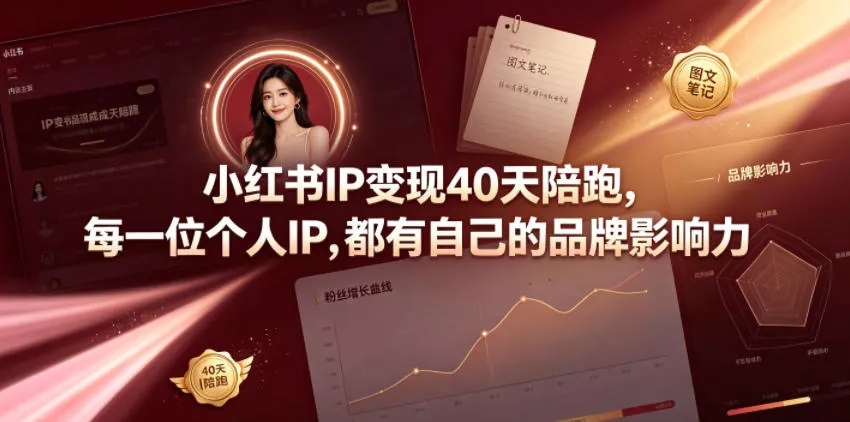 小红书IP变现40天陪跑，每一位个人IP，都有自己的品牌影响力-奇点库