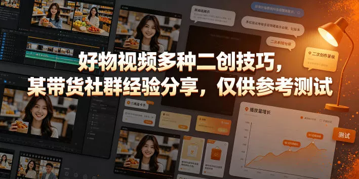 好物视频多种二创技巧，某带货社群经验分享，仅供参考测试-奇点库