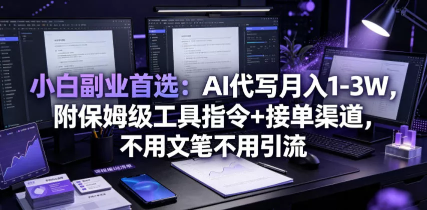 小白副业首选：AI代写月入1-3W，附保姆级工具指令+接单渠道，不用文笔不用引流【揭秘】-奇点库