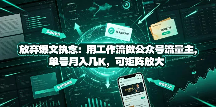 放弃爆文执念：用工作流做公众号流量主，单号月入几K，可矩阵放大-奇点库