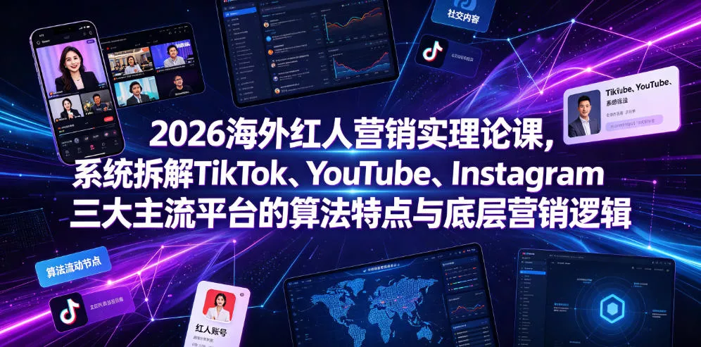 2026海外红人营销实理论课，系统拆解TikTok、YouTube、Instagram三大主流平台的算法特点与底层营销逻辑-奇点库