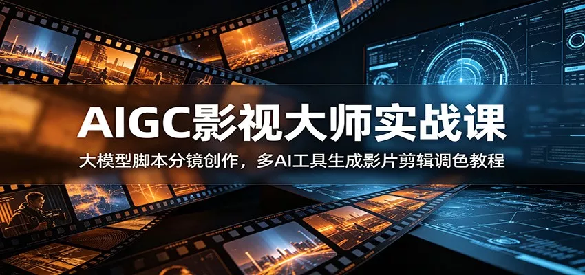 AIGC影视大师实战课：大模型脚本分镜创作，多AI工具生成影片剪辑调色教程-奇点库