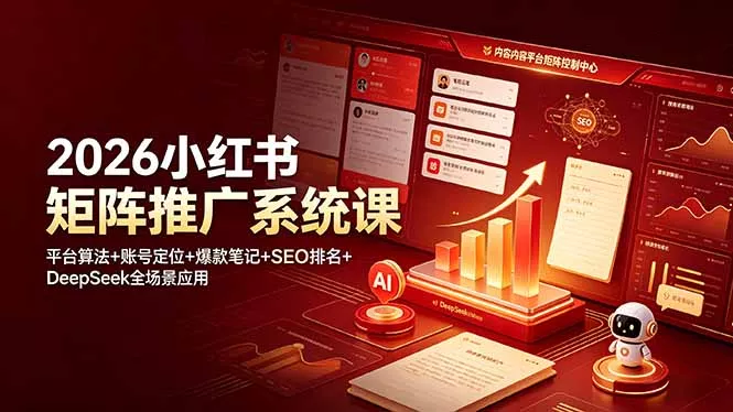 2026小红书矩阵推广系统课：平台算法+账号定位+爆款笔记+SEO排名+DeepSeek全场景应用-奇点库