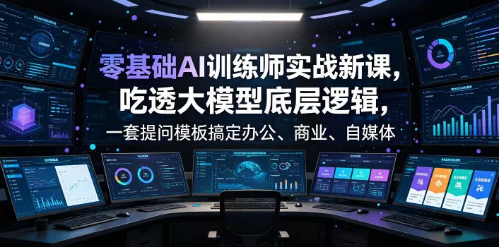 零基础AI训练师实战课，吃透大模型底层逻辑，一套提问模板搞定办公、商业、自媒体、设计、生活全场景AI落地应用-奇点库