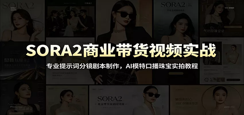 SORA2商业带货视频实战：专业提示词分镜剧本制作，AI模特口播珠宝实拍教程-奇点库