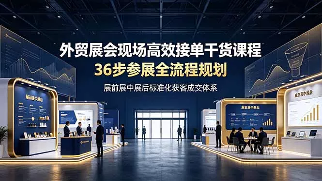 外贸展会现场高效接单干货课程，36步参展全流程规划，展前展中展后标准化获客成交体系-奇点库