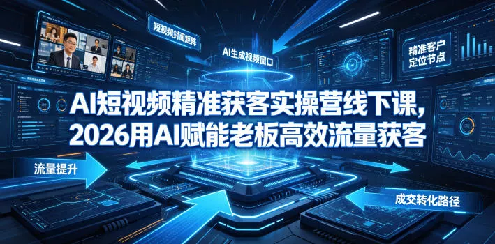 AI短视频精准获客实操营6月10-14号线下课,2026用AI赋能老板高效流量获客-奇点库