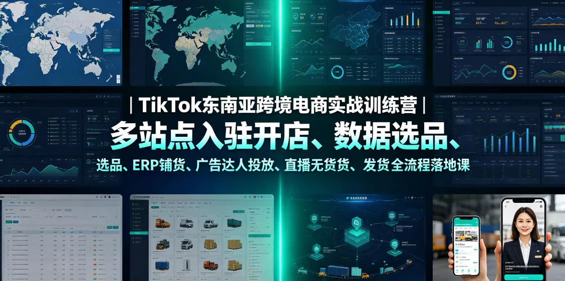TikTok东南亚跨境电商实战训练营|多站点入驻开店、数据选品、ERP铺货、广告达人投放、直播无货源发货全流程落地课-奇点库