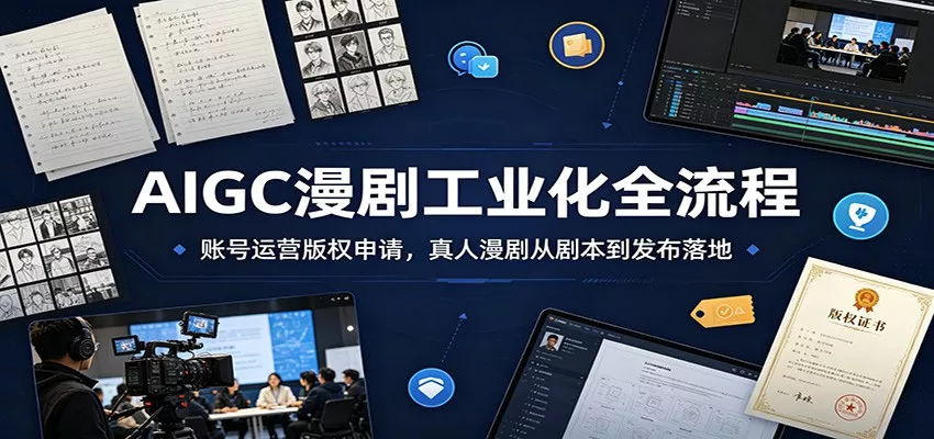 AIGC漫剧工业化全流程：账号运营版权申请，真人漫剧从剧本到发布落地-奇点库