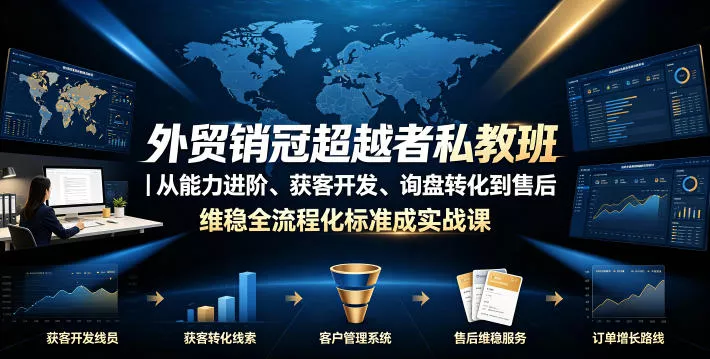 外贸销冠超越者私教班|从能力进阶、获客开发、询盘转化到售后维稳全流程标准化成交实战课-奇点库