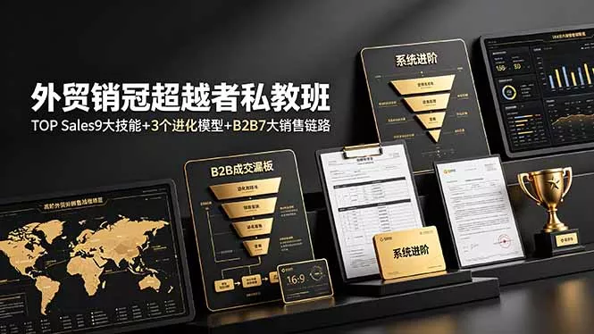 外贸销冠超越者私教班：TOP Sales9大技能+3个进化模型+B2B7大销售链路，系统进阶-奇点库