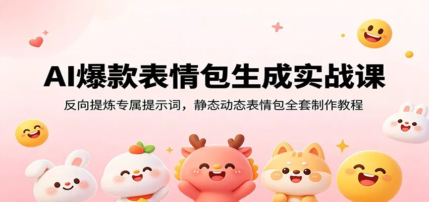 AI爆款表情包生成实战课：反向提炼专属提示词，静态动态表情包全套制作教程-奇点库