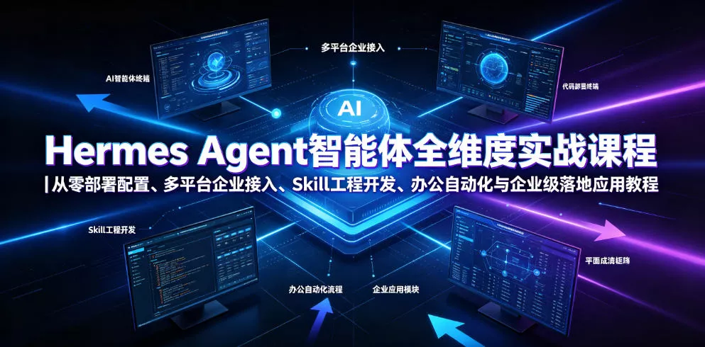 Hermes Agent智能体全维度实战课程|从零部署配置、多平台企业接入、Skill工程开发、办公自动化与企业级落地应用教程-奇点库