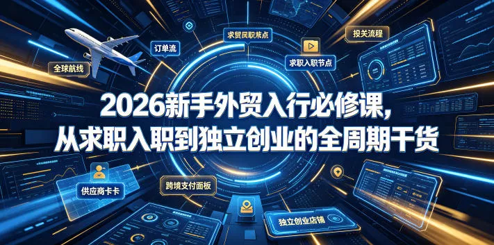 2026新手外贸入行必修课,从求职入职到独立创业的全周期干货-奇点库