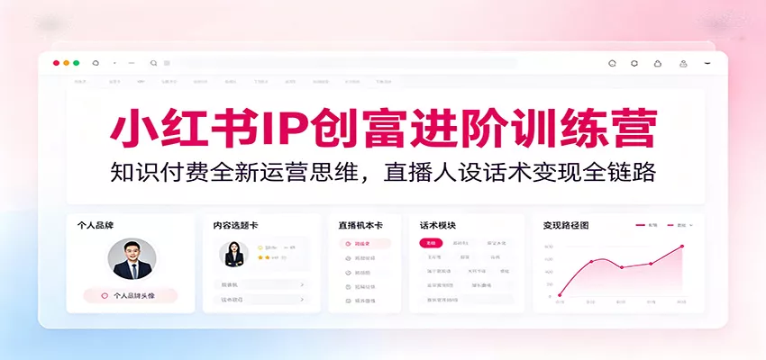 小红书IP创富进阶训练营：知识付费全新运营思维，直播人设话术变现全链路-奇点库