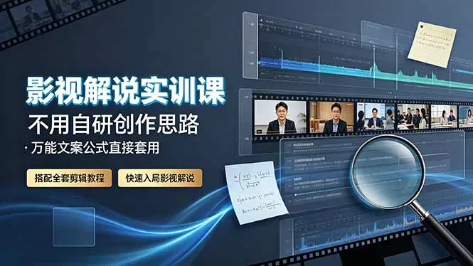 影视解说实训课:不用自研创作思路,万能文案公式直接套用,搭配全套剪辑教程,快速入局影视解说-奇点库
