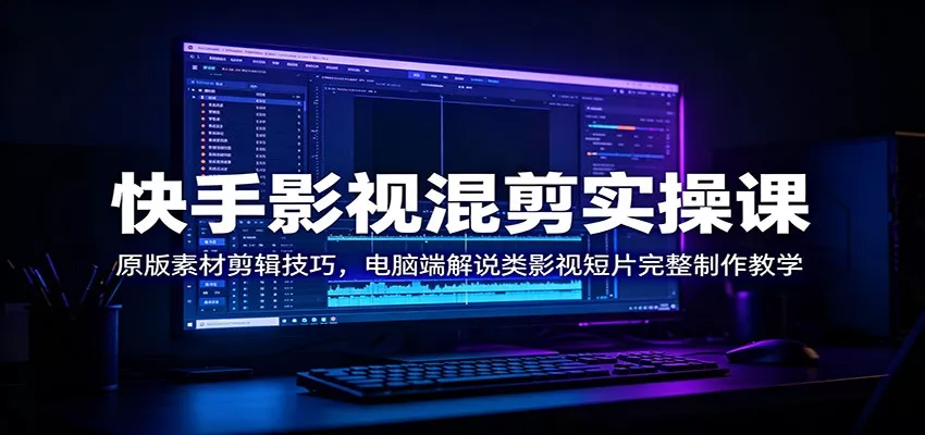 快手影视混剪实操课:原版素材剪辑技巧,电脑端解说类影视短片完整制作教学-奇点库