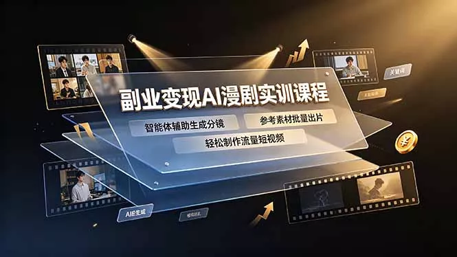 副业变现AI漫剧实训课程,智能体辅助生成分镜,参考素材批量出片,轻松制作流量短视频-奇点库