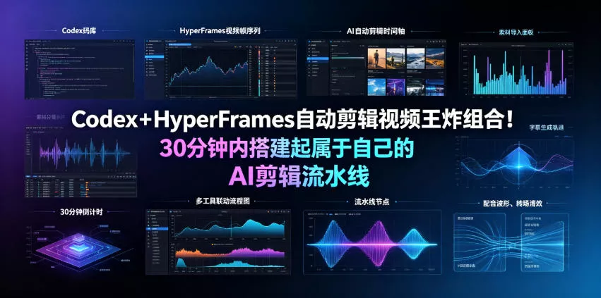 Codex＋HyperFrames自动剪辑视频王炸组合！30分钟内搭建起属于自己的AI剪辑流水线(完整版实操教程手册)-奇点库