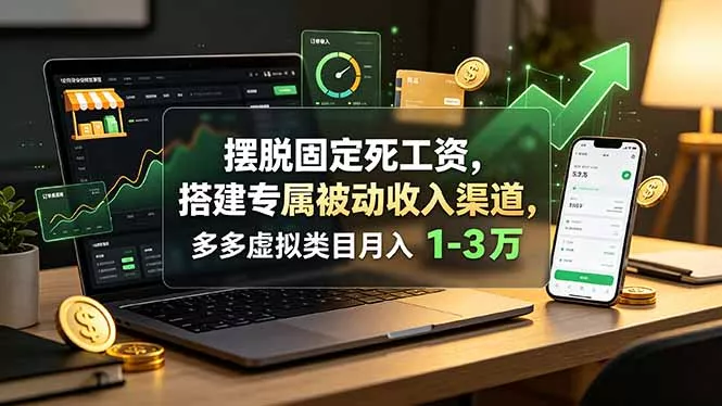 摆脱固定死工资，搭建专属被动收入渠道，多多虚拟类目月入 1-3 万-奇点库