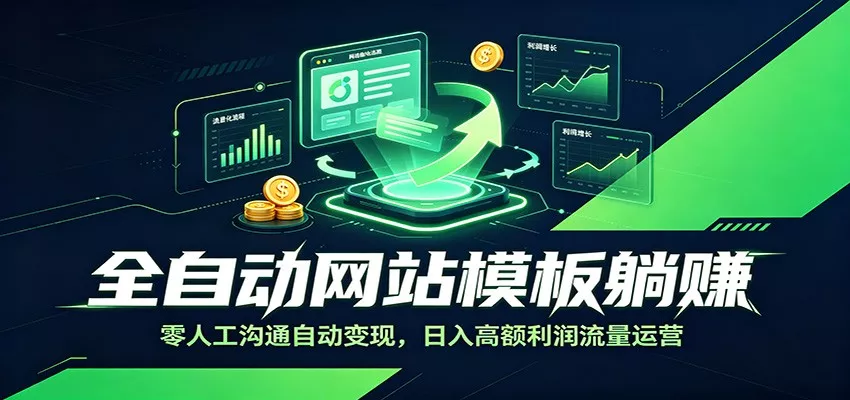 全自动网站模板躺赚:零人工沟通自动变现,日入高额利润流量运营-奇点库