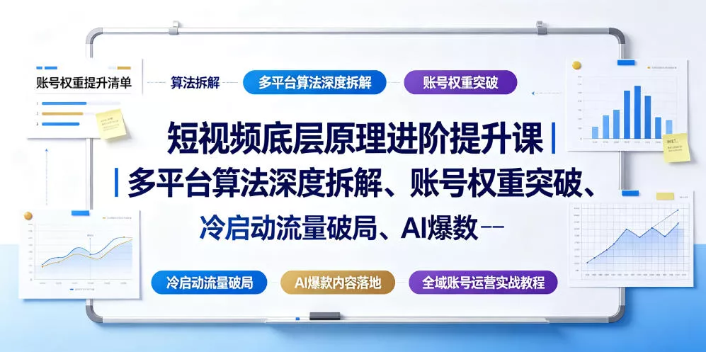 短视频底层原理进阶提升课｜多平台算法深度拆解、账号权重突破、冷启动流量破局、AI爆款内容落地与全域账号运营实战教程-奇点库