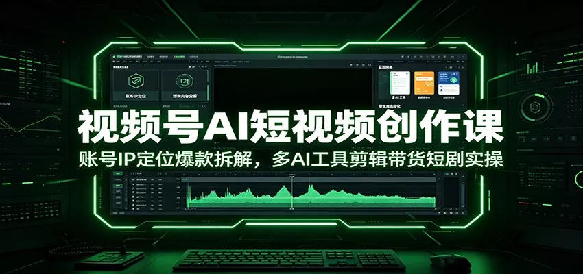 视频号AI短视频创作课:账号IP定位爆款拆解,多AI工具剪辑带货短剧实操-奇点库