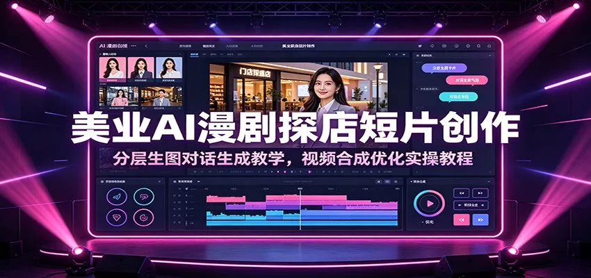 美业AI漫剧探店短片创作:分层生图对话生成教学,视频合成优化实操教程-奇点库