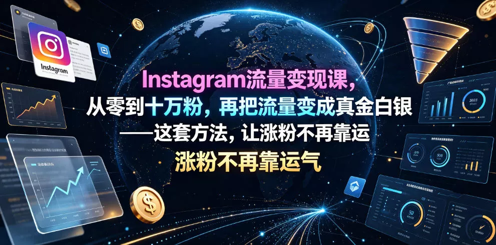 Instagram流量变现课，从零到十万粉，再把流量变成真金白银——这套方法，让涨粉不再靠运气【原创双语字幕】-奇点库