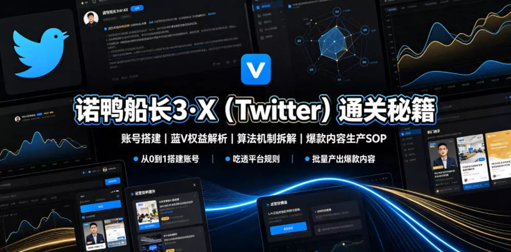 诺鸭船长3·X(Twitter)通关秘籍,涵盖账号搭建、蓝V权益解析、算法机制拆解及爆款内容生产SOP-奇点库