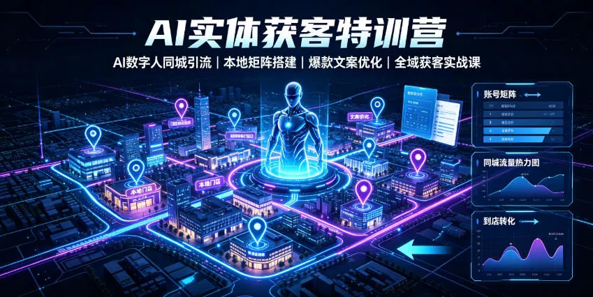 AI实体获客特训营|AI数字人同城引流、本地矩阵搭建、爆款文案优化全域获客实战课-奇点库