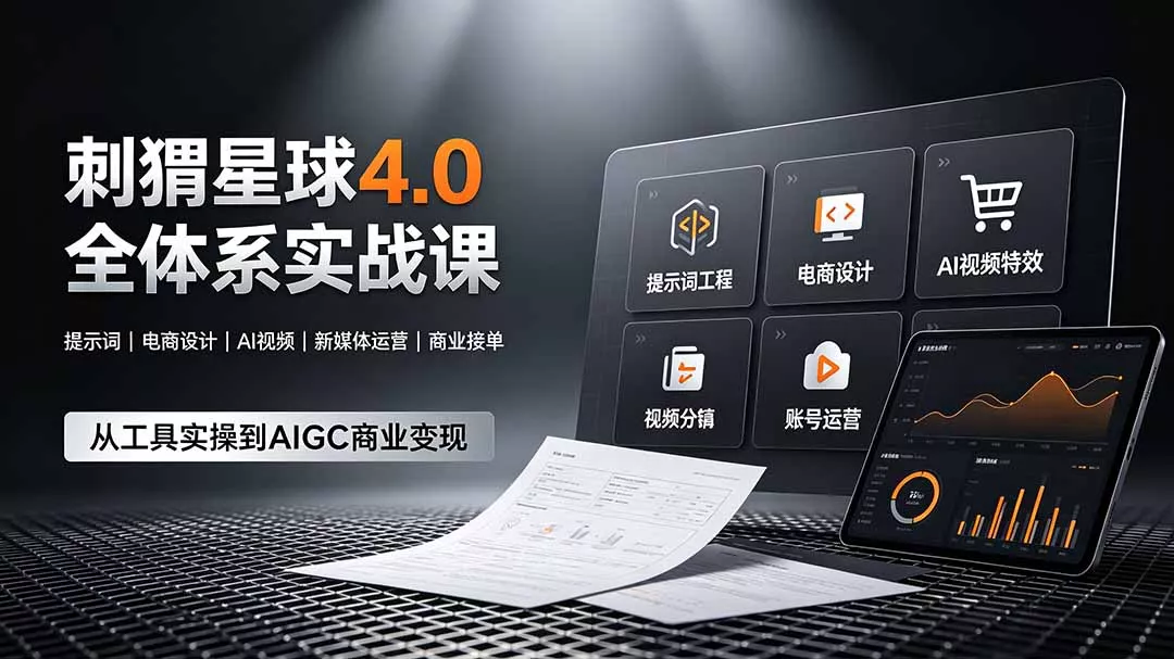 刺猬星球4.0全体系实战课，覆盖提示词工程、电商设计、AI视频特效与新媒体运营，一站式掌握AIGC商业核心技能-奇点库