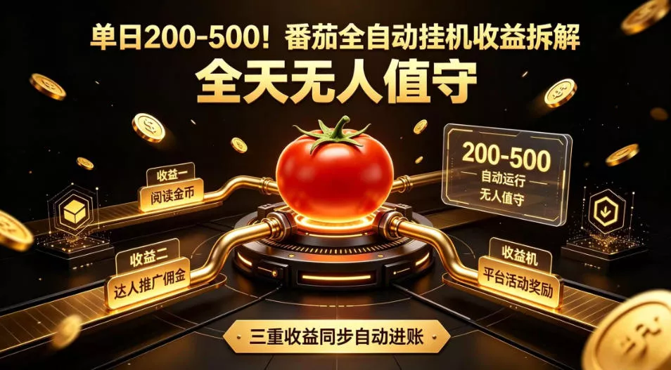 单日200-500！番茄全自动挂G收益拆解，全天无人值守，矩阵操作收益翻倍【揭秘】-奇点库