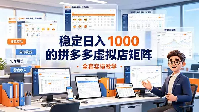 稳定日入 1000 的拼多多虚拟店矩阵，全套实操教学-奇点库