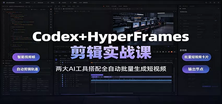 Codex+HyperFrames剪辑实战课：两大AI工具搭配全自动批量生成短视频-奇点库