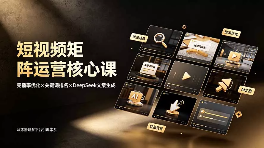 短视频矩阵运营核心课：完播率优化×关键词排名×DeepSeek文案生成，从零搭建多平台引流体系-奇点库