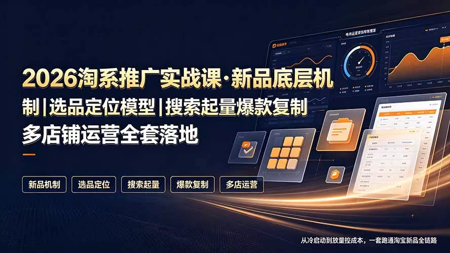 2026淘系推广实战课·新品底层机制|选品定位模型|搜索起量爆款复制多店铺运营全套落地教程-奇点库