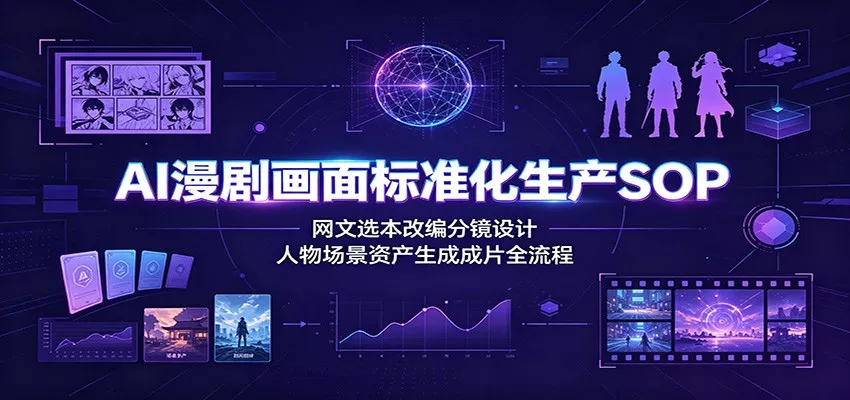 AI漫剧画面标准化生产SOP:网文选本改编分镜设计,人物场景资产生成成片全流程-奇点库