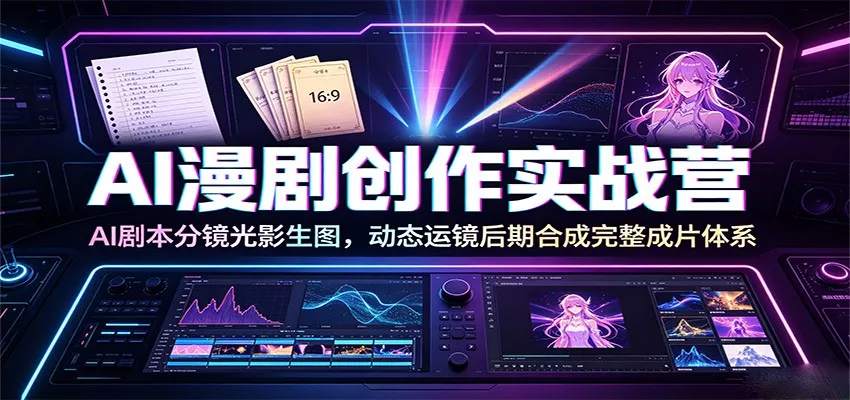 AI漫剧创作实战营：AI剧本分镜光影生图，动态运镜后期合成完整成片体系-奇点库