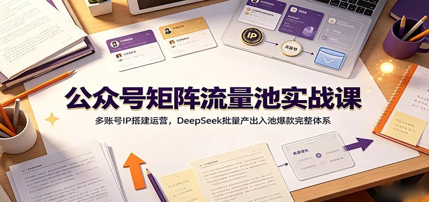 公众号矩阵流量池实战课：多账号IP搭建运营，DeepSeek批量产出入池爆款完整体系-奇点库