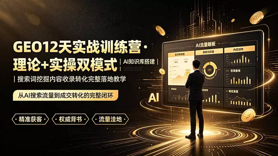 GEO12天实战训练营·理论+实操双模式｜AI知识库搭建｜搜索词挖掘内容收录转化完整落地教学-奇点库